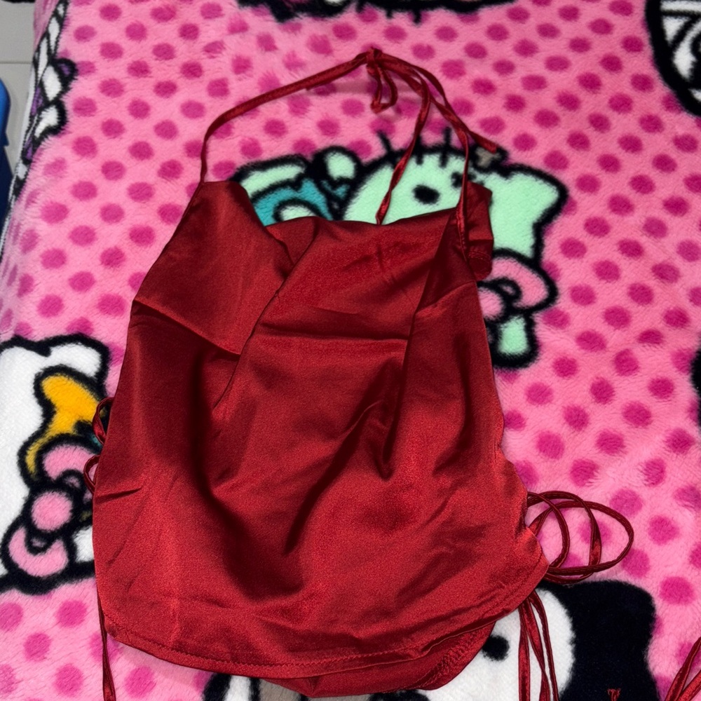 Elegant Red Satin Top